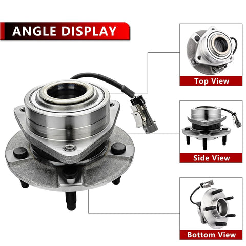 Front Wheel Bearing Hub Assembly With ABS For Chevy Equinox 2005 2006 Pontiac Torrent 2006 Saturn Vue 2002 2007 5 Lug Wheel Hub Bearing Replacement Kit, showing multiple angles.