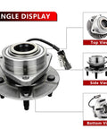 Front Wheel Bearing And Hub Assembly Pair For 2002 To 2007 Saturn Vue 2005 To 2006 Chevy Equinox And 2006 Pontiac Torrent With 5 Lug And ABS Compatible Quick Install Durable Wheel Hub Replacement Kit For Your Ride shown from multiple angles