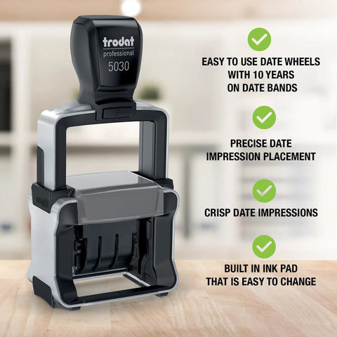 Heavy Duty Self Inking Date Stamp Built Tough For Busy Shops And Stores Runs Smooth With Zero Mess Covers Ten Year Range In Compact Black Design