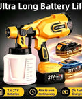 Kick Your Diy Routine Up A Notch With This Hassle Free Cordless Paint Sprayer Armed With Two Heavy Duty 4000 Mah Batteries And A Sweet Finishing HVLP Gun For Flawless Cabinets And Fence Jobs features a cordless paint sprayer with two lithium-ion batteries.