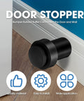 30 Pack Black Stainless Steel Door Stopper Floor Stops Cylindrical Rubber Bumpers For Bottom Or Top Of Doors, Wall Protector Durable Mounting Holders, Modern Decorative Door Accessories For Home Office And Commercial Use shown mounted on wall
