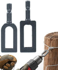 Heavy Duty Electric Drill Wire Twisting Tool Bit Quick Spin Splicer with steel attachments mounted on a power drill and wood post.
