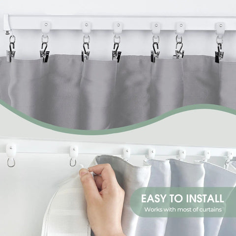 Flexible Bendable Ceiling Curtain Track With Clips for Room Dividers Ceiling Or Wall Mount Rails Heavy Duty Privacy Curtain Rods For Living Room Shower Bedroom And RV White 6 Ft installed with curtains
