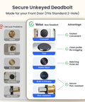 Secure Unkeyed Deadbolt features matte black finish, designed for front doors, highlighting keyless convenience and built-in privacy.