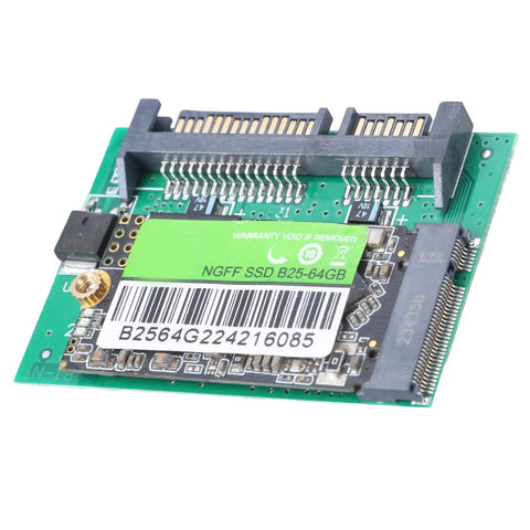 64GB Half Slim SSD Internal Solid State Drive for Laptop and Desktop Replacement Upgrade with Quick Boot Times, Faster App Launch, Low Power Consumption, And Quiet, Reliable Performance. green PCB half-slim SSD module with connector