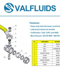 Diagram of Full Port Forged Lead Free Brass Ball Valve with Female Thread NPT Connector 1/2 Inch, showing parts and materials