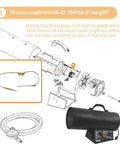 Propane heater thermocouple, 18-inch copper with brass fittings; exploded-view illustration