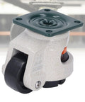 Heavy Duty Leveling Casters With Height Adjustable Pads And Smooth Rolling Wheels For Workbenches And Cabinets That Are Built Like A Tank And Handle Serious Weight Without Breaking A Sweat, close-up view of caster.
