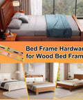 Heavy Duty Bed Rail Fasteners Five Inch Mortise Bracket Set Of Four Wood Bed Frames Solid Zinc Coated Steel Hardware in various bed settings.