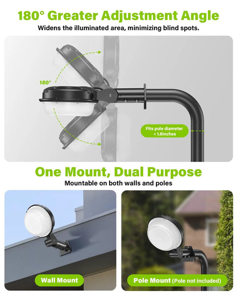 Go To 150W LED Barn Light Dusk To Dawn Outdoor Flood Light With Photocell 21000 Lumens IP65 shown in wall and pole mounts