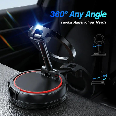 Durable C19 Vehicle Mounting Bracket in bold red on car dashboard, 360-degree rotation for secure device mounting in your car