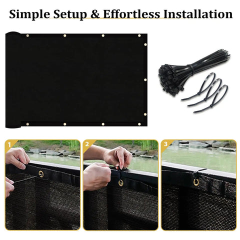 Custom Size Privacy Fence Shade Net Cover 3 Ft By 16 Ft UV Protected 170 GSM HDPE With Brass Grommets installation process