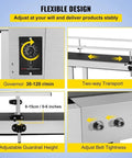 Industrial Conveyor Table 59 By 7.8 Inch Stainless Steel Belt System adjustable speed controls and guardrails