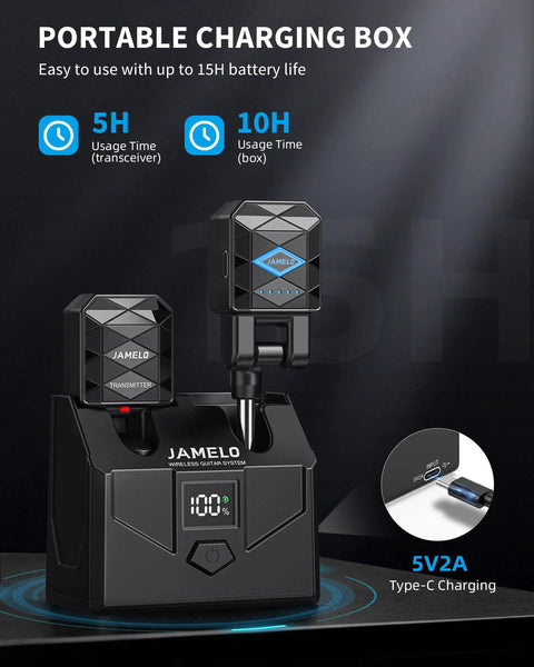 2.4GHz Wireless Guitar System With No Lag And Ultra Low Latency For Clear Stage Ready Tone Up To 65 Feet, Charging Box