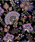 Boho Floral Peel And Stick Removable Wallpaper For Bedroom And Bathroom Renter Friendly Cabinet Decor Contact Paper 17.7 In By 118 In Easy Install Durable Thickened Design featuring intricate floral pattern on black background.