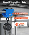 Heavy Duty Manual Trolley For I Beam With Adjustable Width 2.1 To 5.5 Inches And Dual Wheel Carriage Supports 1100 Lbs Capacity