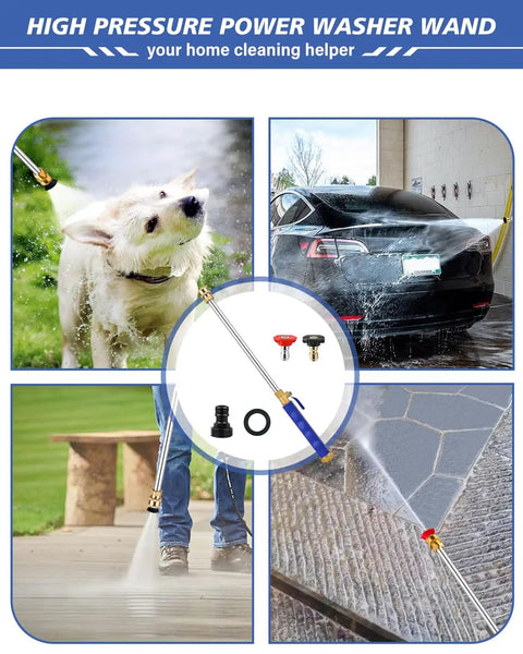 Upgraded 2 In 1 High Pressure Wand Kit with nozzles washing dog, car, patio, stone path, blue color, power cleaning tool