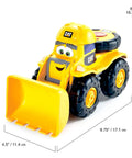 Kid Friendly RC Loader Truck With Easy To Use Controller, 10.5 Inch Construction Vehicle With Working Headlights And Stowable Controller, Realistic Drive And Batteries Included in yellow, showcasing toy dimensions.