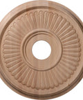 Carved Berkshire Red Oak Ceiling Medallion With Rich Detail, 20 Inch Outer Diameter, Inner Diameter Three And Seven Eighths Inches