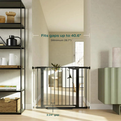 Extra Wide Baby Gate For Stairs And Pets, 30.5-Inch Tall, Adjustable 29.7 To 50-Inch Wide, Heavy-Duty Steel Safety Gate in Gloss White