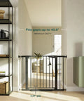 Extra Wide Baby Gate For Stairs And Pets Adjustable From 29.7 To 50 Inches Wide 30.5 Inches Tall Heavy Duty Steel Gate Charcoal