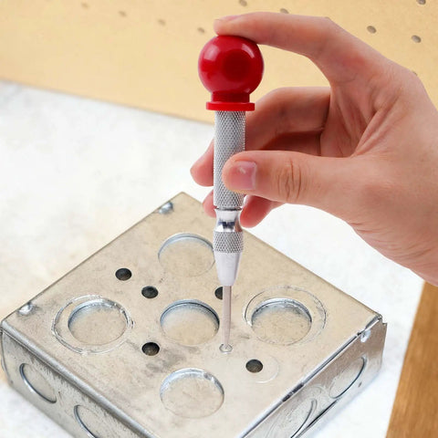 5 Inch Automatic Center Punch For Metal With Adjustable Impact Spring Loaded Design used to mark hole on metal box.
