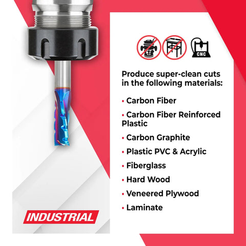 Spektra Tool Life Solid Carbide CNC Router Bit For Phenolic Resin And Composite Cutting With Chipbreaker Slow Helix Up Cut, 3 Flute