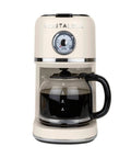 Classic Retro 10 Cup Drip Coffee Maker With One Touch Brew Reusable Filter Auto Shutoff Time Display Anti Drip Dishwasher Safe 50 Ounce Carafe Cream Finish Coffee Machine For Quick Mornings front view