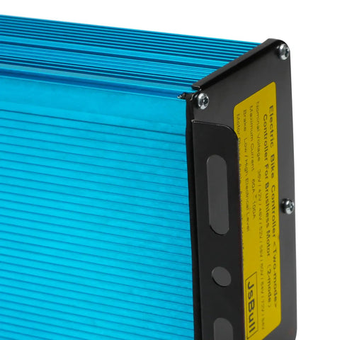 Close-up of 5000W Sine Wave Controller 72V 24 Mosfet 100A For Electric Atv Go Kart featuring blue aluminum housing.