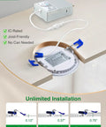 12 Pack 4 Inch Ultra Thin LED Recessed Ceiling Lights With Junction Box 5000K daylight installation details