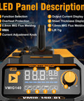 Three In One 110V Welder With 140 Amp Output, Flux Core MIG, Lift TIG, And Stick Welding, large digital screen display
