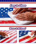 American Flag Picnic Table Cover Set With Bench Covers, 6 Foot Windproof Waterproof Fitted Tablecloth being wiped clean