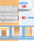 Heavy Duty Magnetic Push Latch Set 4 Pack Double Push To Open Cabinet Catches for Doors and Drawers illustration
