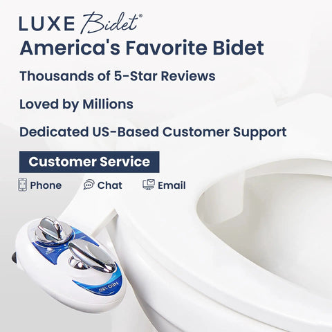 Neo 180 Dual Nozzle Bidet Attachment For Toilets With Self Cleaning Non Electric Operation attached to white toilet