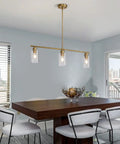 3 Light Kitchen Island Pendant Light Set For Farmhouse Vibe Dining Area With Clear Glass Shades Brushed Brass Modern Pendant Lights