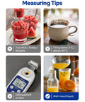 Digital Refractometer 0-55 Brix with ATC and IP65 Water Resistance, Ultra Fast Two-Second Readouts, Accuracy to 0.2 Percent, Perfect For Juices, Wine, Coffee, Home Brew And Kitchen Lab Testing measuring tips for mixed liquids