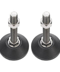 Two Pack Black Nylon Leveling Feet With M16 Thread, 80mm Round Base, 100mm Adjustable Height, Heavy Duty Floor Levelers