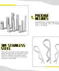 122 Piece Clevis Pin And Cotter Pin Kit All In One With 15 Sizes In 304 Stainless Steel, assorted hole sizes close-up view