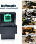 4 Pin Dc Cdi Box With Connecting Plug For 50cc 70cc 90cc 110cc Scooters Atvs Go Karts Dirt Bikes And Dy100 Quad Bikes Direct Replacement High Performance Cdi Module For Easy Plug And Play Install, shown with various vehicle compatibility