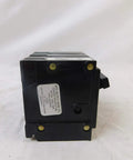 BR320 Three-Pole 20 Amp 240 Volt Circuit Breaker For Home Electrical Panel, close-up view from the side, black casing