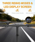 Electric Bike For Adults With 500W Motor 20 MPH Top Speed Foldable E Bike LED display showing three riding modes on road