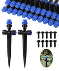 Adjustable 360 Degree Drip Irrigation Emitters For Quarter Inch Tubing Push To Fit Garden Drippers Sprayer 36 Pack With 10 Plugs And Arrow Stake