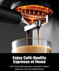 Professional Espresso Machine With Rapid Milk Frother And Pro Steam Wand For Silky Lattes And Bold Cappuccinos extracting rich espresso shots.