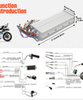 Diagram and dimensions of Beast 48V To 72V 2000W Brushless Motor Controller For Electric Bicycles And Scooters High Performance Speed Controller With Safe Voltage Range Durable Power Module For E Bike Upgrades And DIY Projects.
