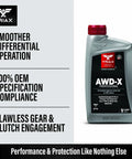AWD X Pro Full Synthetic Dual Pump Fluid For Honda And Acura AWD Systems DPSF Compatible 1 Quart bottle with label visible.