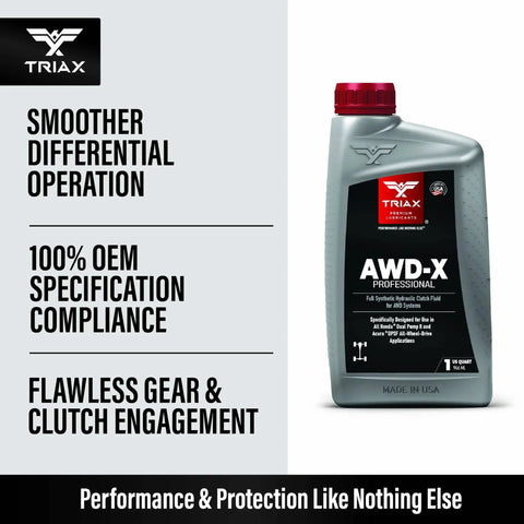 AWD X Pro Full Synthetic Dual Pump Fluid For Honda And Acura AWD Systems DPSF Compatible 1 Quart bottle with label visible.