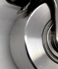 Close-up of Heavy Duty Industrial Castors Set Of 4 With Brakes Tough As Nails Stainless Steel 304 Rust Proof Caster Wheels