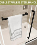 Barn-Style Sliding Shower Door With Exposed Rollers, 8mm Clear Tempered Glass, Matte Black Stainless Steel Hardware, 60 Inch
