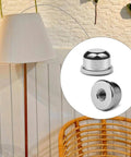 8 Pack 1/4-27 Lamp Finials, Shade Cap For Lamp Shade Bracket Harp Top, Finial Knob, Lamp Shade Screw Cap, Iron Lamp Fittings, 1/2 Inch Tall, Four Color Options, shown with silver finials and floor lamp context