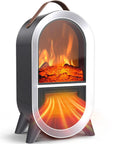 Portable Electric Fireplace Heater For Indoor Use With 1500W High And 750W Low Settings Realistic 3D Flame Thermostat Carry Handle Overheat And Tip Over Protection All Season Cozy Space Heater For Home Office Bedroom Desk Black